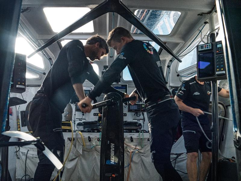 Boris Herrmann (left) and Will Harris (right) in the cockpit of their race yacht that they know in and out after having raced a full lap around the world - photo © Antoine Auriol / Team Malizia