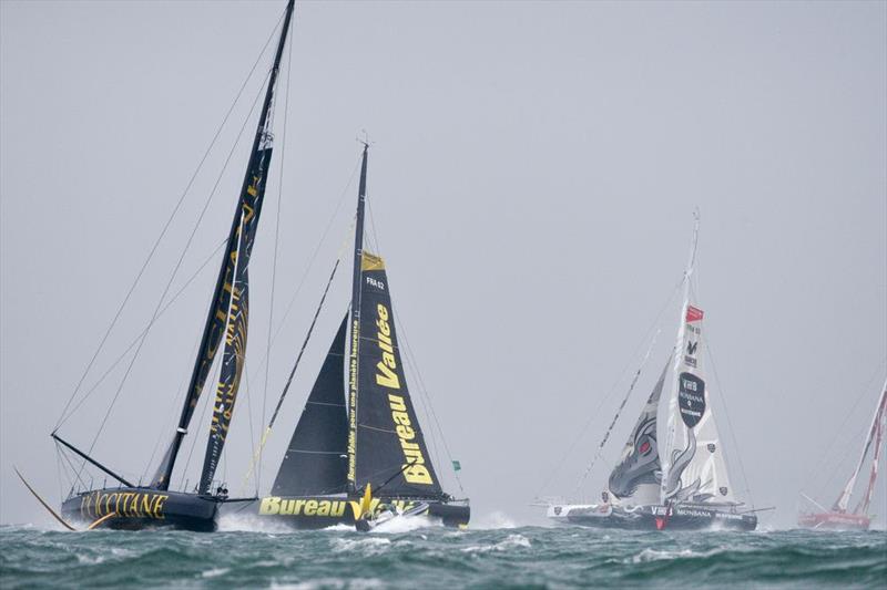 The lead IMOCAs were able to fly upwind in the Solent after the 50th Rolex Fastnet Race start - photo © Rick Tomlinson / www.rick-tomlinson.com