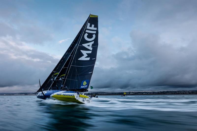 MACIF Santé Prévoyance speeds towards her Rolex Fastnet Race monohull line honours victory photo copyright Paul Wyeth / www.pwpictures.com taken at Royal Ocean Racing Club and featuring the IMOCA class