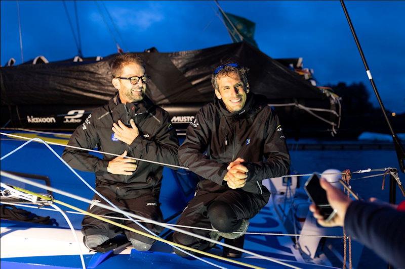 Charlie Dalin and Pascal Bidégorry on MACIF Santé Prévoyance after finishing the 50th Rolex Fastnet Race photo copyright Paul Wyeth / RORC taken at Royal Ocean Racing Club and featuring the IMOCA class