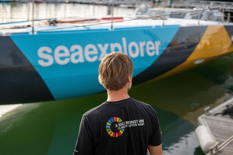 Boris Herrmann in Lorient for the launch of his Malizia - Seaexplorer race yacht after a short summer refit following The Ocean Race photo copyright Marie Lefloch / Team Malizia taken at  and featuring the IMOCA class