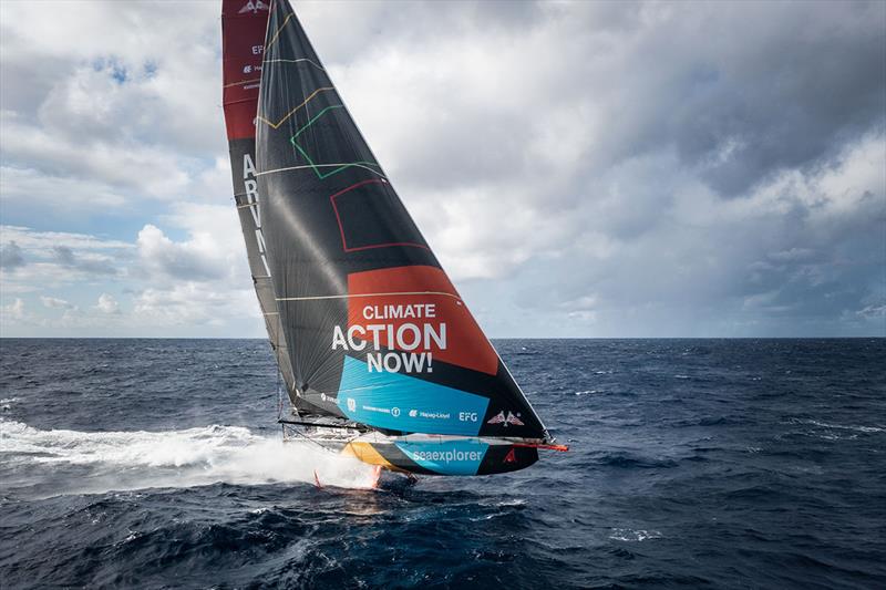 Malizia - Seaexplorer flying across across the Bay of Biscay during the 48 hour Défi Azimut 2023 photo copyright Antoine Auriol / Team Malizia taken at  and featuring the IMOCA class