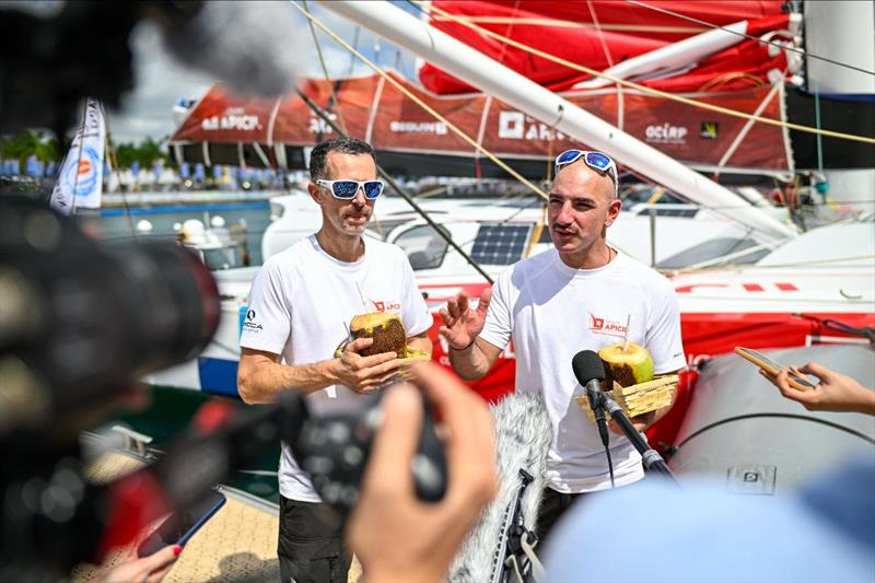 Celebrations after Transat Jacques Vabre-Normandie Le Havre photo copyright JL Carli / Transat Jacques Vabre taken at  and featuring the IMOCA class