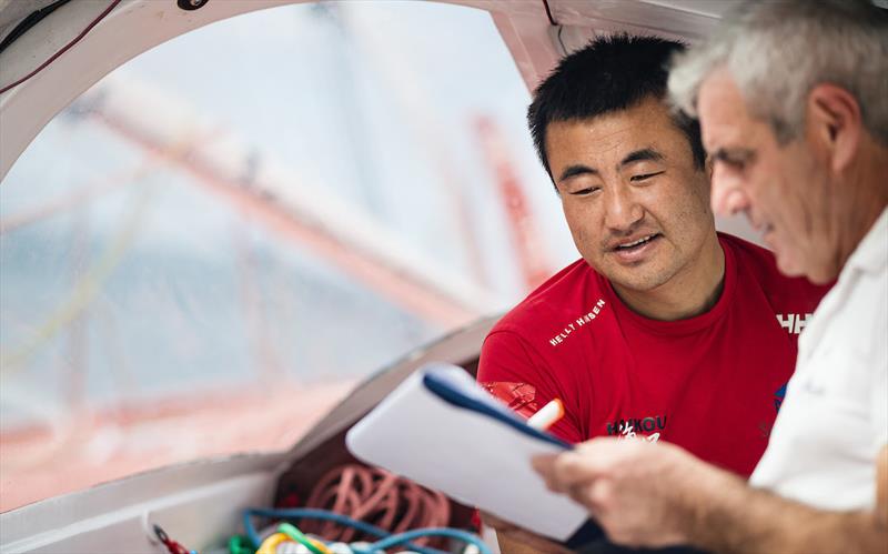 Security tests and plumbs are carried out with Singchain Team Haikou skipper Jingkun Xu before the solo sailing race Retour à La Base, in Fort de France, Martinique, on November 27 photo copyright Jean-Louis Carli / Alea / Retour à La Base taken at  and featuring the IMOCA class