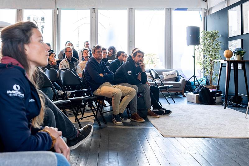 A meeting at The Transat CIC race village photo copyright Adrien Nivet / polaRYSE / IMOCA taken at  and featuring the IMOCA class