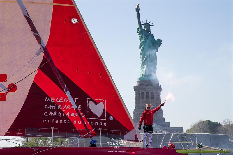 Sam Davies on Initiatives-Coeur finishes 3rd in the 15th edition of The Transat CIC photo copyright Vincent Olivaud / The Transat CIC taken at  and featuring the IMOCA class