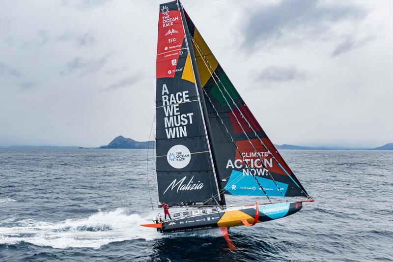 A Race We Must Win - Climate Action Now! - our mission slogan is painted on the sails of our Malizia - Seaexplorer race yacht - photo © Antoine Auriol / Team Malizia