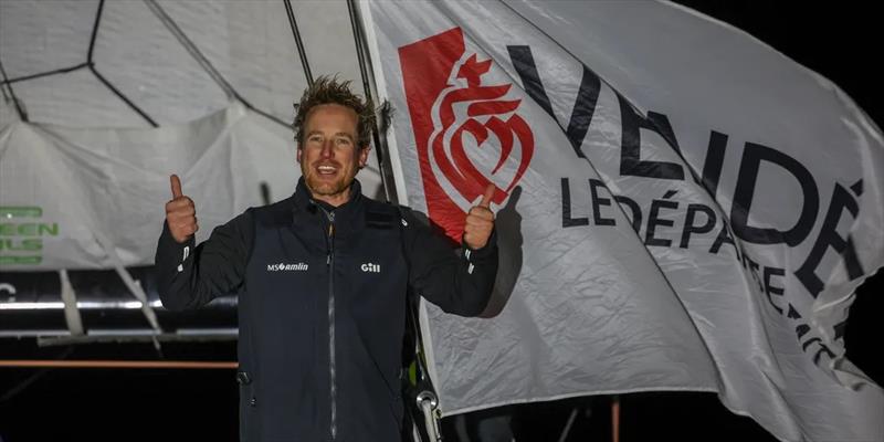 The skipper of MS Amlin, Conrad Colman (NZL), after taking 21st place in the Vendée Globe, on February 04, 2025 in Les Sables d'Olonne, France - photo © Jean-Marie Liot / Alea