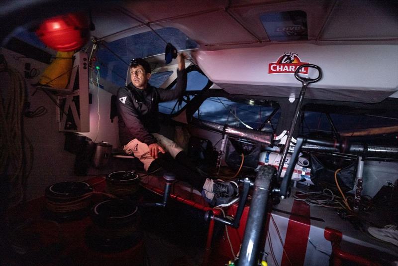 Tom Dolan powering through aboard IMOCA 60 Charal in Course des Caps - photo © Marin Le Roux