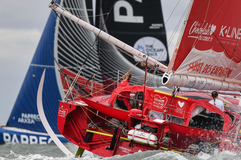 am Davies' Initiatives Coeur led the IMOCA past Start Point in the Rolex Fastnet Race - photo © James Tomlinson / RORC