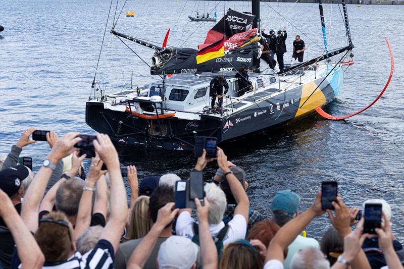 Team Malizia, skippered by Boris Herrmann shown here docking out for the speed run challenge. The Ocean Race Europe in Kiel, Germany on August 08 - photo © Lloyd Images / The Ocean Race Europe 2025