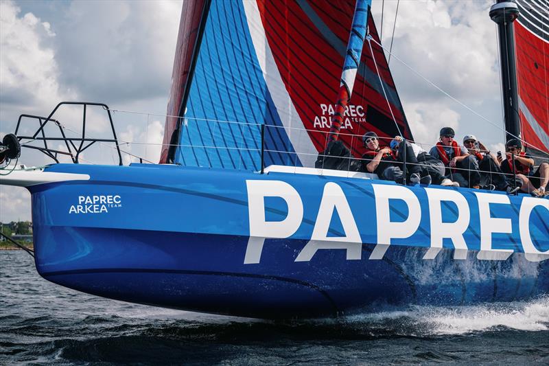 Team Paprec Arkea, skippered by Yoann Richomme, and guests during the speed runs of the Ocean Race Europe in Kiel, Germany - photo © Lloyd Images / The Ocean Race Europe 2025