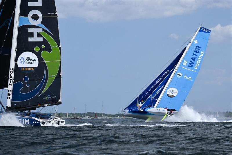 Canada Ocean Racing - Be Water Positive flying high during the The Ocean Race Europe start in Kiel, Germany on August 10 - photo © Vincent Curutchet / The Ocean Race Europe 2025