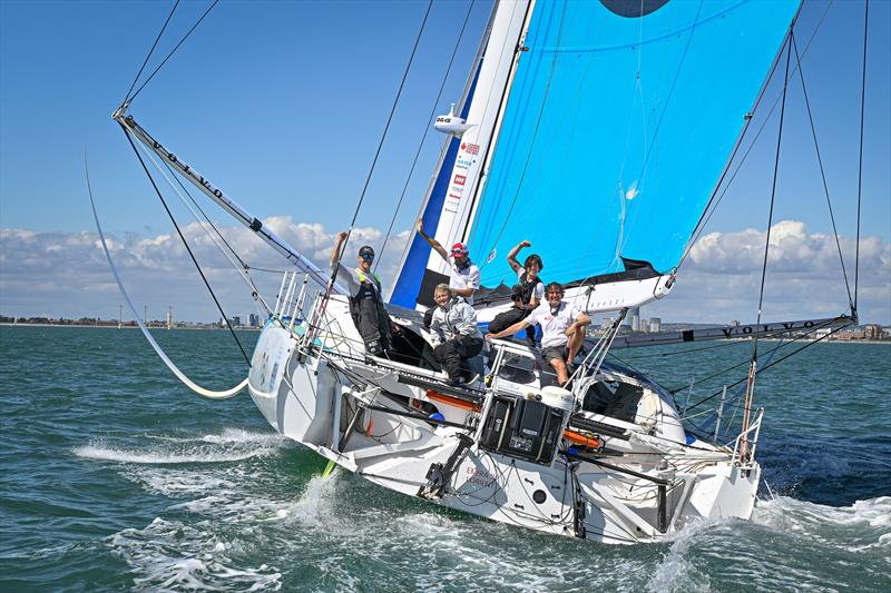 Canada Ocean Racing - Be Water Positive, skippered by Scott Shawyer, crosses the line in 4th place during Leg 1 ofThe Ocean Race Europe in Portsmouth, UK on August 14 - photo © Jean Louis Carli / The Ocean Race Europe