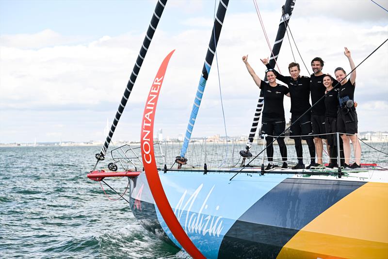 Team Malizia, skippered by Boris Herrmann, crosses the line in 2nd place during leg 1 of The Ocean Race Europe in Portsmouth, UK on August 14 - photo © Jean Louis Carli / The Ocean Race Europe