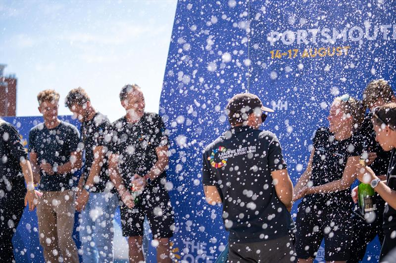 Team Malizia celebrating in Portsmouth after Leg 1 of The Ocean Race Europe 2025 - photo © Marie Lefloch / Team Malizia