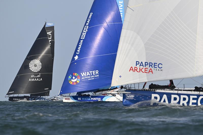 The fleet cross the Royal Yacht Squadron start line in Cowes, at the start of The Ocean Race Europe Leg 2 from Portsmouth - Cartagena - photo © Jean-Louis Carli / The Ocean Race Europe