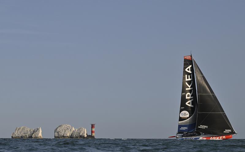 Team Paprec Arkea, skippered by Yoann Richomme, passes the Needles after the start of The Ocean Race Europe Leg 2 from Portsmouth - Cartagena - photo © Jean-Louis Carli / The Ocean Race Europe