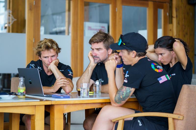 Team Malizia's final weather briefing this morning before Leg 3 of The Ocean Race Europe 2025 - photo © Marie Lefloch I Team Malizia
