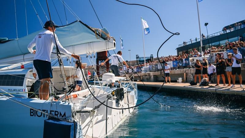 Sam Goodchild, crew of Biotherm, during Dock-out for the start of Leg 4 during The Ocean Race Europe in Nice, France - photo © Vincent Curutchet / The Ocean Race Europe 2025