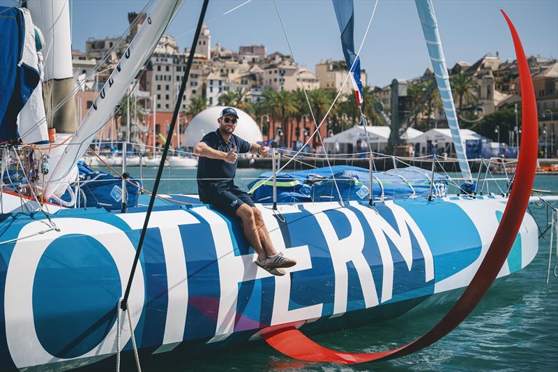 Milivoj DUKIC, Laser Olympic Sailor from Montenegro, visiting Ocean Live Park during Leg 4 of The Ocean Race Europe in Genova, Italy on September 03 - photo © Jean-Louis Carli / The Ocean Race Europe 2025