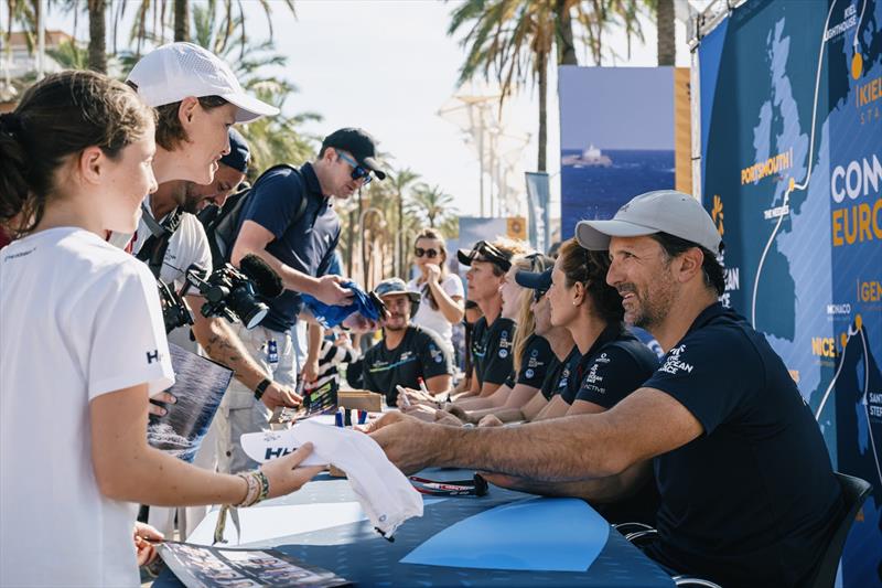 Poster signing and Fan meeting during the Fan Day in Ocean Live Park of Leg 4 of The Ocean Race Europe - photo © Jean-Louis Carli / The Ocean Race Europe
