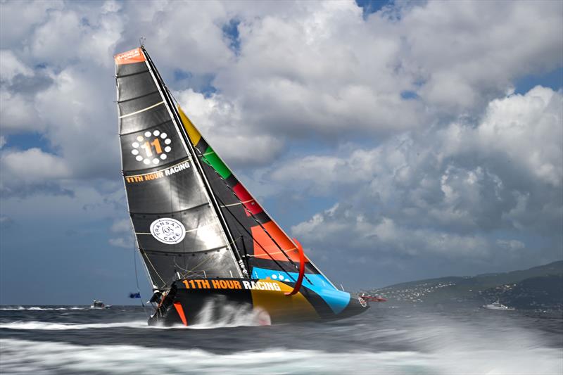 Francesca Clapcich and William Harris on 11th Hour Racing finish 2nd in the IMOCA division of the Transat Café L'OR 2025 - photo © Jean-Louis Carli / Alea