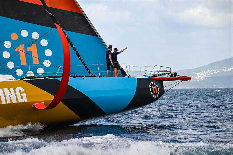 Francesca Clapcich and William Harris on 11th Hour Racing finish 2nd in the IMOCA division of the Transat Café L'OR 2025 - photo © Jean-Louis Carli / Alea