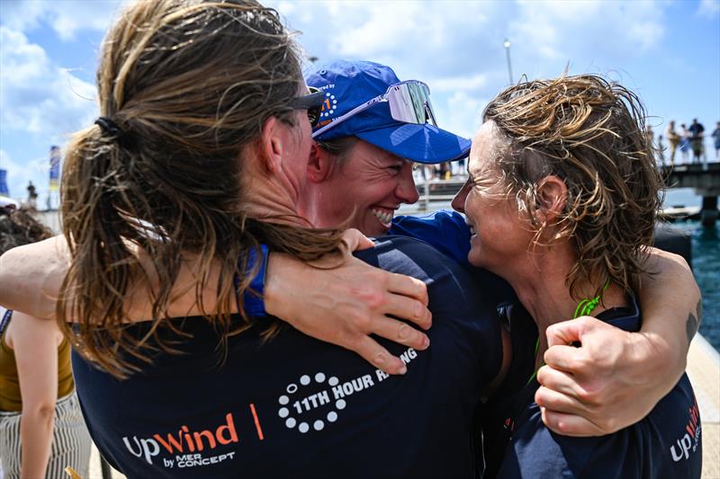 Francesca Clapcich and William Harris on 11th Hour Racing finish 2nd in the IMOCA division of the Transat Café L'OR 2025 - photo © Jean-Louis Carli / Alea