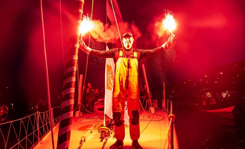 Ollie Heer finishing the 2025 Vendée Globe photo copyright PKC Media taken at Royal Ocean Racing Club and featuring the IMOCA class