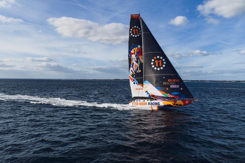 Drone footage of the first sailing session with Team Francesca Clapcich Powered by 11thHourRacing photo copyright Marin LE ROUX - polaRYSE taken at  and featuring the IMOCA class