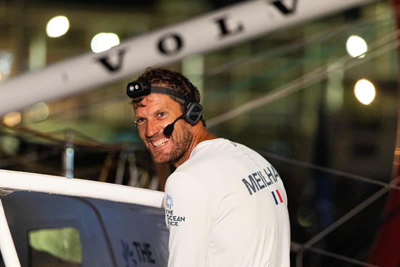 Biotherm, skippered by Paul Meilhat and his crew celebrate after finishing 3rd in Leg 4 during The Ocean Race Europe 2025 in Genova, Italy - photo © Lloyd Images / The Ocean Race Europe 2025
