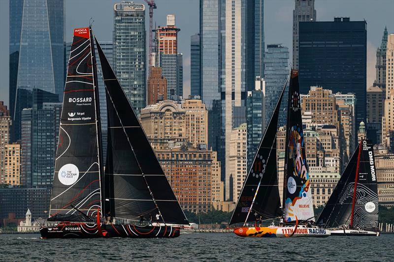 The Ocean Race Atlantic - They're off! Embrace The Challenge has left New York photo copyright Oliver Heer Ocean Racing taken at  and featuring the IMOCA class
