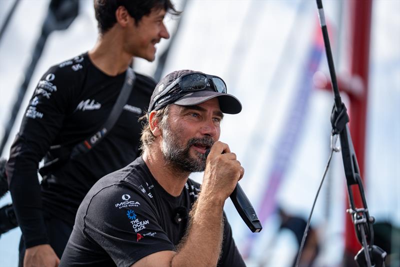 Malizia 4 crossing the finsih line in fourth place in The Ocean Race Atlantic - photo © Marie Lefloch / Team Malizia