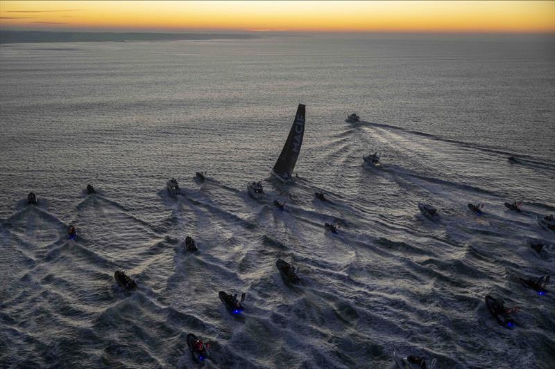 This photo of Charlie Dalin's finish at the last Vendée Globe illustrates the richness of our sport and the close connections between sporting performance, the beauty & fragility of our ecosystem, the involvement of the industry, and passion of the public photo copyright Olivier Blanchet taken at  and featuring the IMOCA class