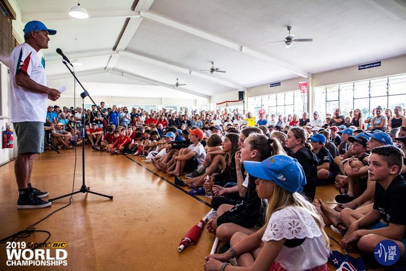 Five times America's Cup winner Russell Coutts at The Opening Ceremony for the 2019 O'Pen Bic World Championships hosted by Manly Sailing Club photo copyright Live Sail Die taken at Manly Sailing Club and featuring the  class