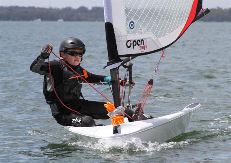 Corrado Dorrington - 2022 AUS O'pen Skiff Championships photo copyright Jim Lelaen taken at Mannering Park Amateur Sailing Club and featuring the O'pen Skiff class