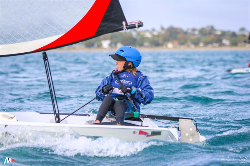 O'pen Skiff NZ Nationals - Manly SC - April 2024 photo copyright Jacob Fewtrell Media taken at Manly Sailing Club and featuring the O'pen Skiff class