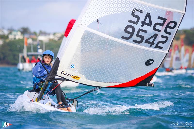 O'pen Skiff NZ Nationals - Manly SC - April 2024 photo copyright Jacob Fewtrell Media taken at Manly Sailing Club and featuring the O'pen Skiff class