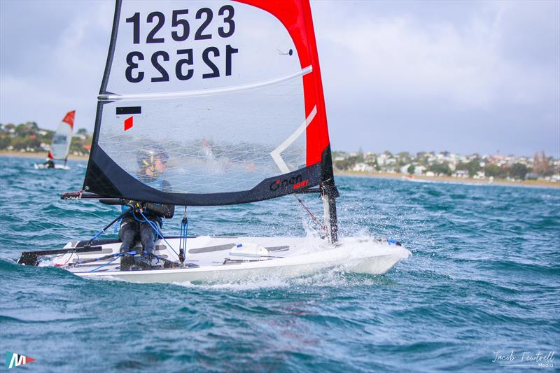 O'pen Skiff NZ Nationals - Manly SC - April 2024 photo copyright Jacob Fewtrell Media taken at Manly Sailing Club and featuring the O'pen Skiff class