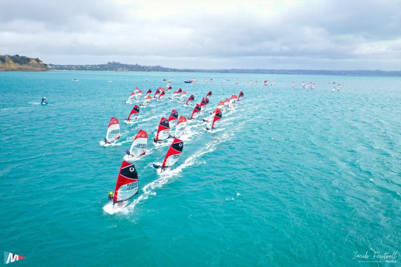 O'pen Skiff NZ Nationals - Manly SC - April 2024 photo copyright Jacob Frewtell Media taken at Manly Sailing Club and featuring the O'pen Skiff class