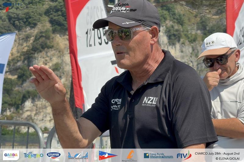 Russell Coutts talks during the Open Skiff Youth World Championships at Lake Garda - photo © Elena Giolai