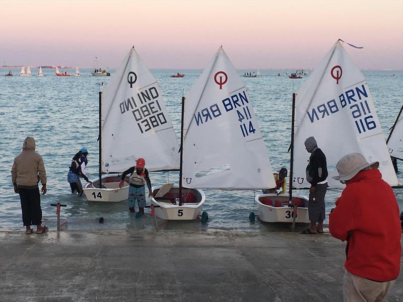 Qatar Sail the Gulf 2016 day 1 photo copyright Icarus Sailing Media taken at Qatar Sailing & Rowing Federation and featuring the Optimist class