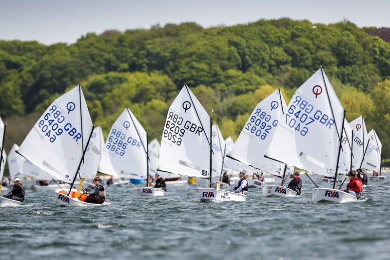 Optimist Fleet at the 2016 RYA Eric Twiname Championships photo copyright Paul Wyeth / RYA taken at Rutland Sailing Club and featuring the Optimist class