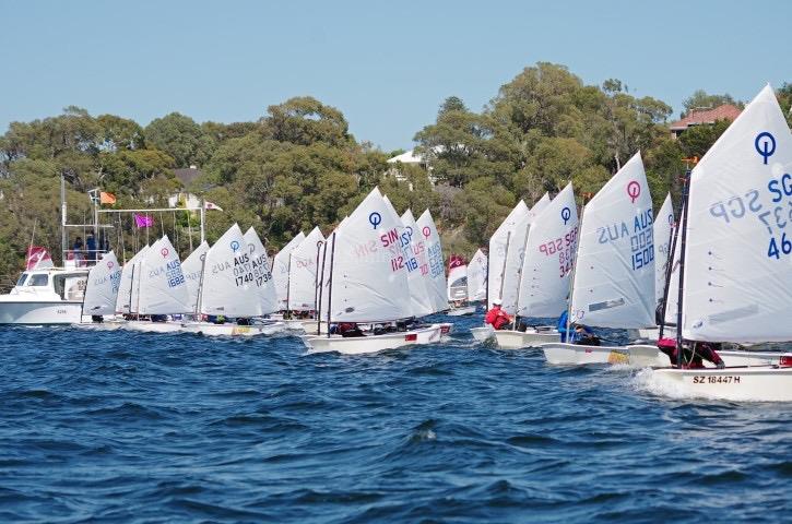 Optimist start during the International Classes Regatta in Perth photo copyright Rick Steuart / Perth Sailing Photography taken at Royal Freshwater Bay Yacht Club and featuring the Optimist class