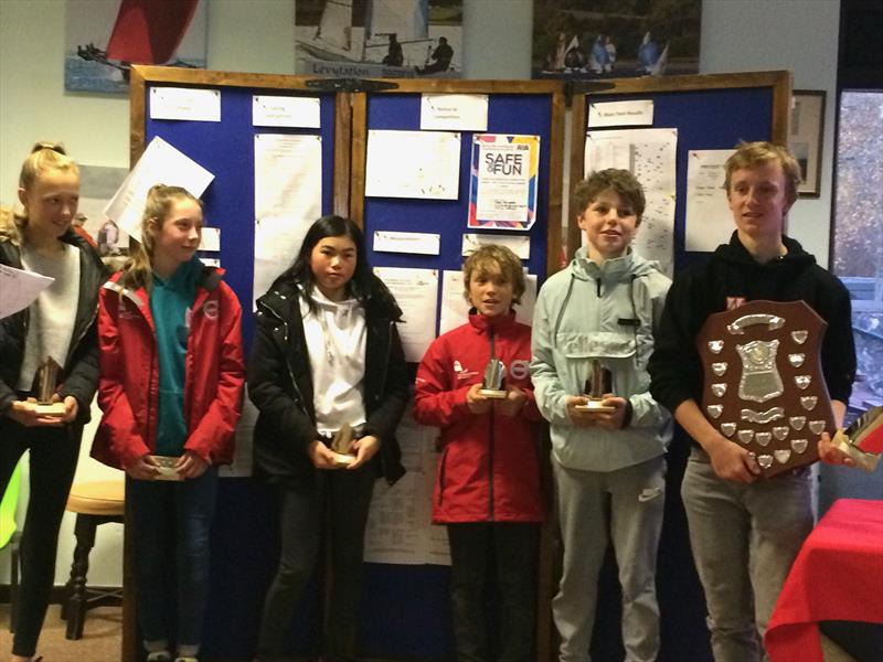 Top three girls and three boys in Main Fleet in the Optimist Winter Championship at Carsington - photo © Valeria Sesto