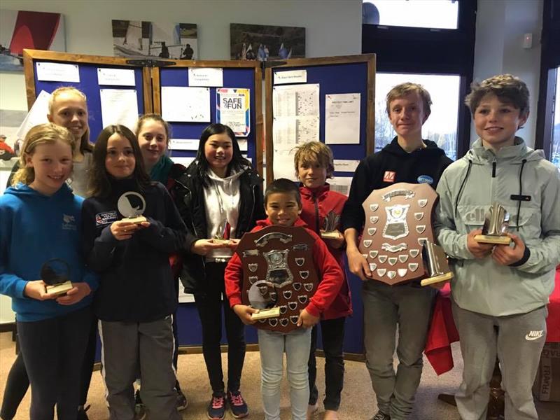 Trophy winners in the Optimist Winter Championship at Carsington photo copyright Claire Mueller taken at Carsington Sailing Club and featuring the Optimist class