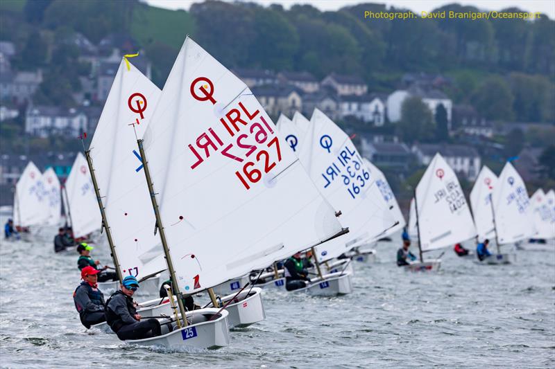 Irish Sailing Youth National Championships day 1 photo copyright David Branigan / Oceansport taken at Royal Cork Yacht Club and featuring the Optimist class