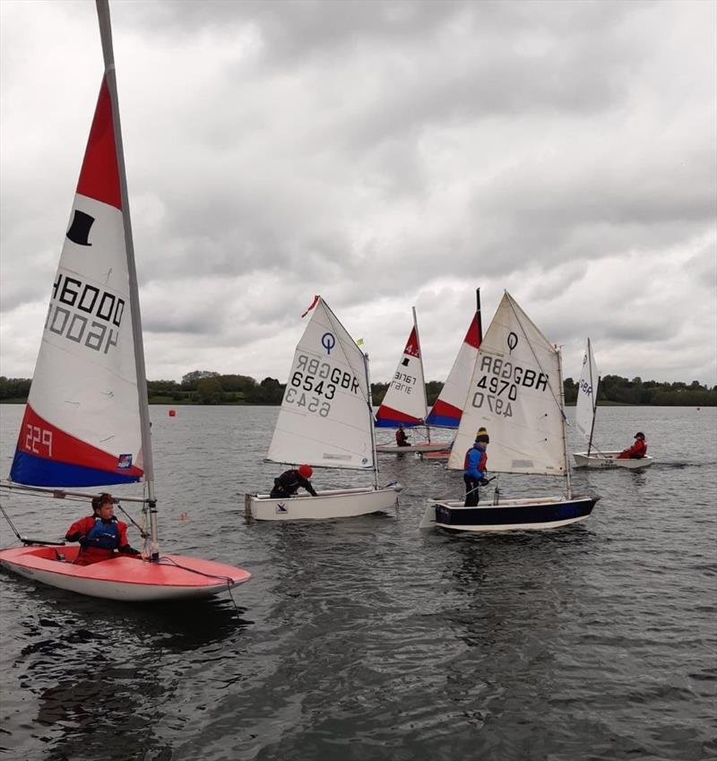 Topper 4.2 and Optimists during the Northampton Youth Series at Draycote Water photo copyright Norman and Andrea Byrd taken at Draycote Water Sailing Club and featuring the Optimist class