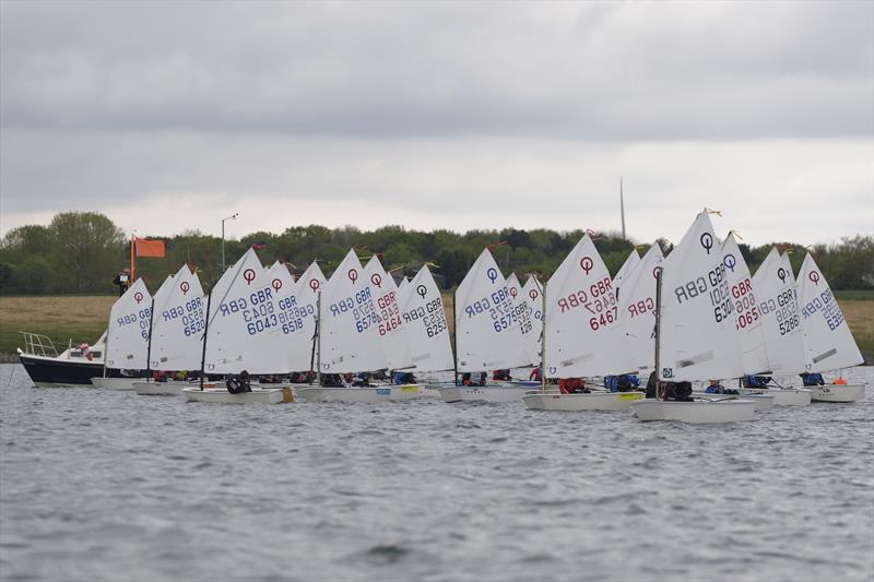 Lila Edwards 6520 getting bow forward off the start during the Optimist Early Summer Championships at Grafham Water photo copyright Paul Sanwell / www.op-photography.co.uk taken at Grafham Water Sailing Club and featuring the Optimist class